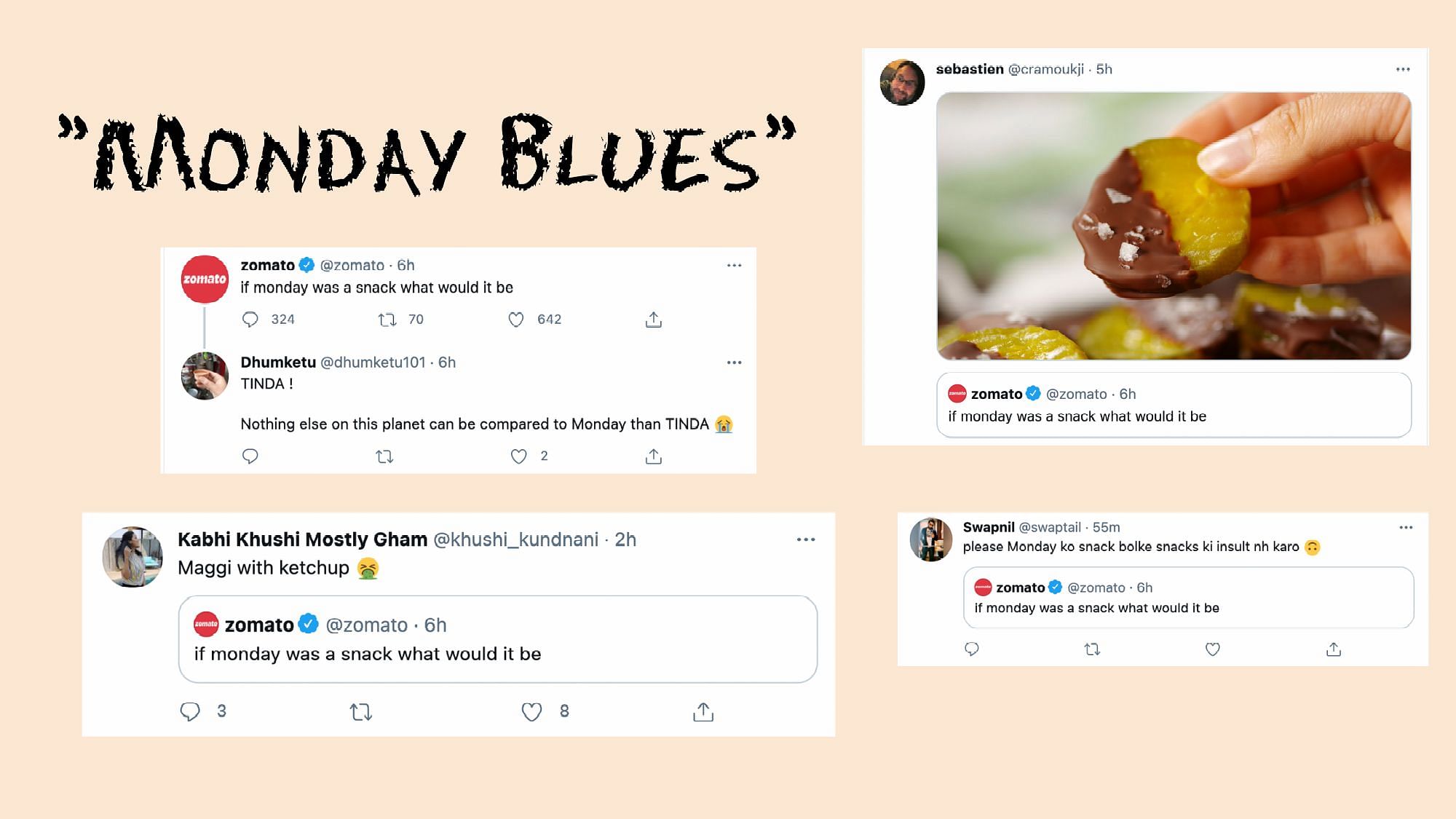 <div class="paragraphs"><p>What Snack Is Monday Like? Twitter Responds With Creative Answers</p></div>