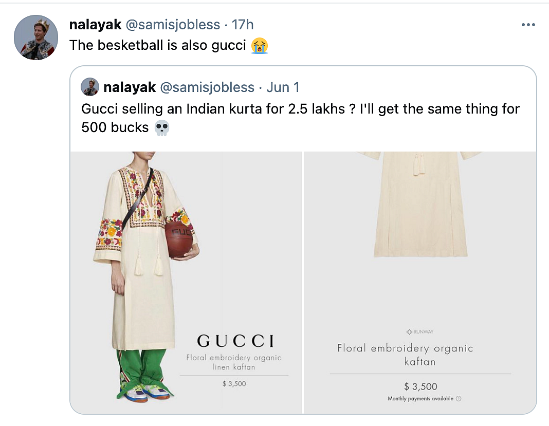 Gucci Is Selling a 2.5 Lakh Kurta & Desi Twitter Cannot Keep Calm