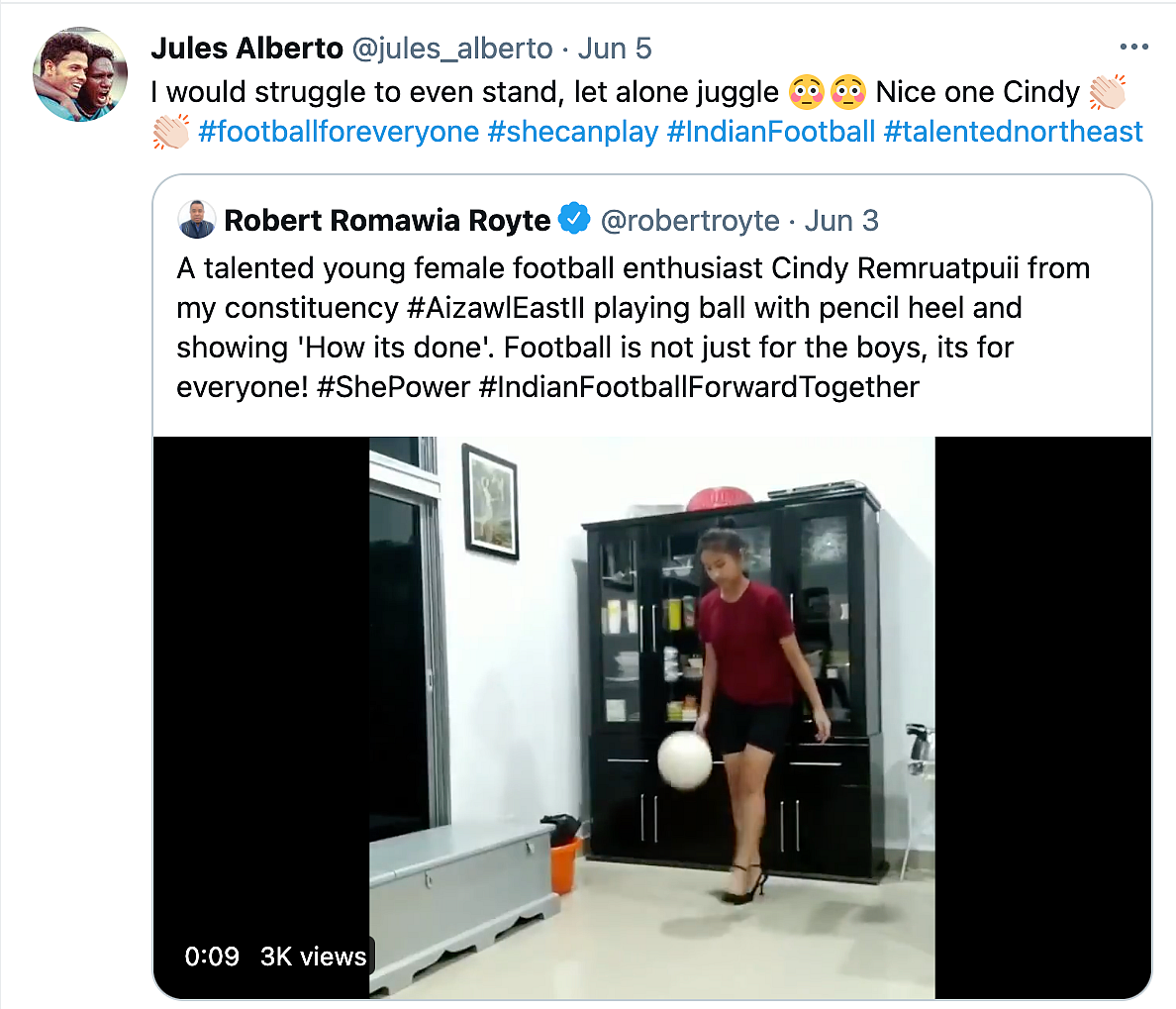 Watch: Mizoram Girl Does Football Tricks in Heels, Wins Hearts