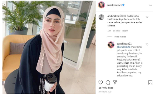 Sana Khan Shuts Down Troll Mocking Her For Wearing Hijab