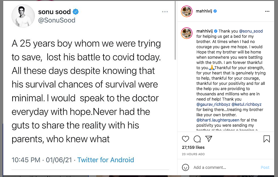 Mahhi Vij Loses Brother to COVID; Thanks Sonu Sood For Help