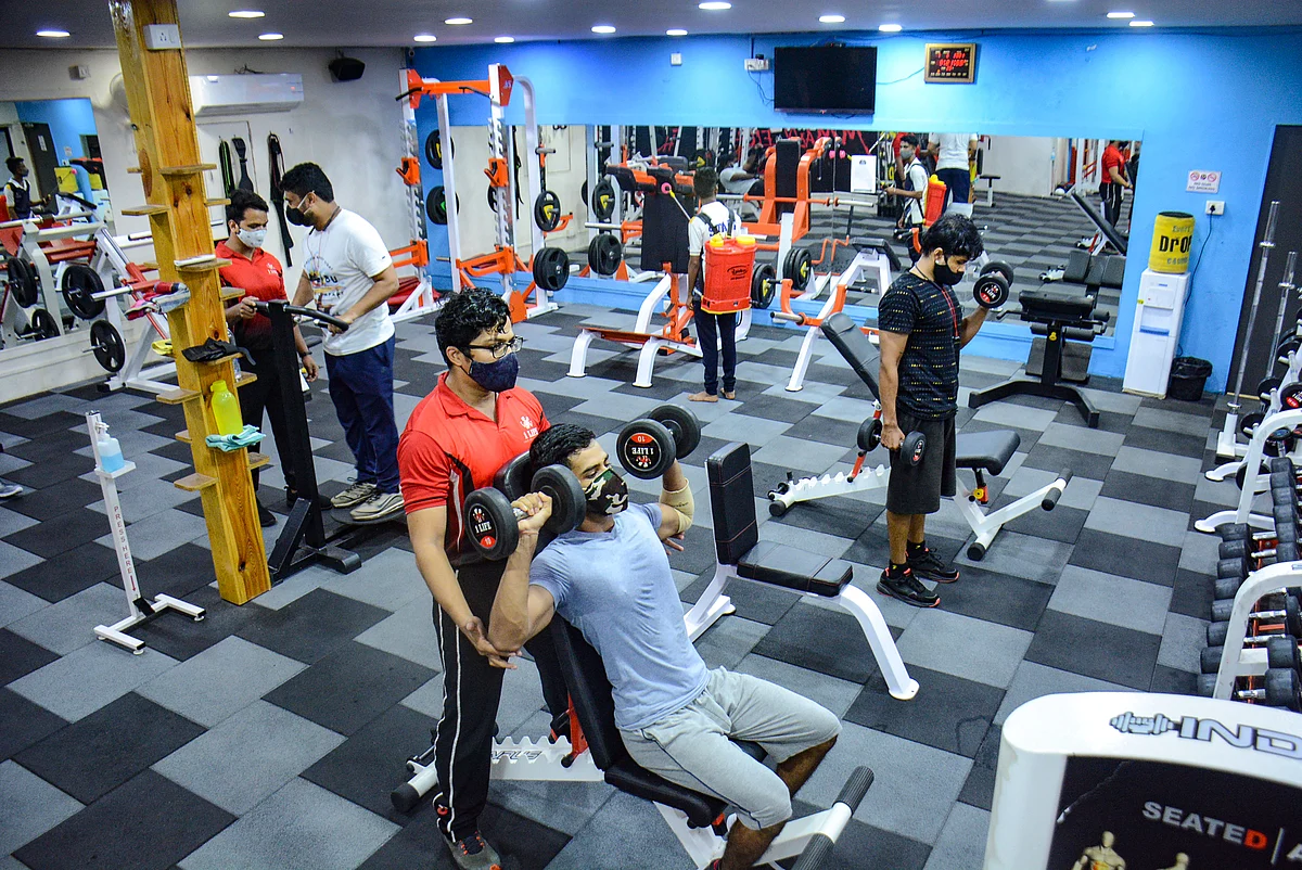 Thane: People workout at a gym that opened after unlocking process of Covid-19 lockdown began in a phased manner, in Thane