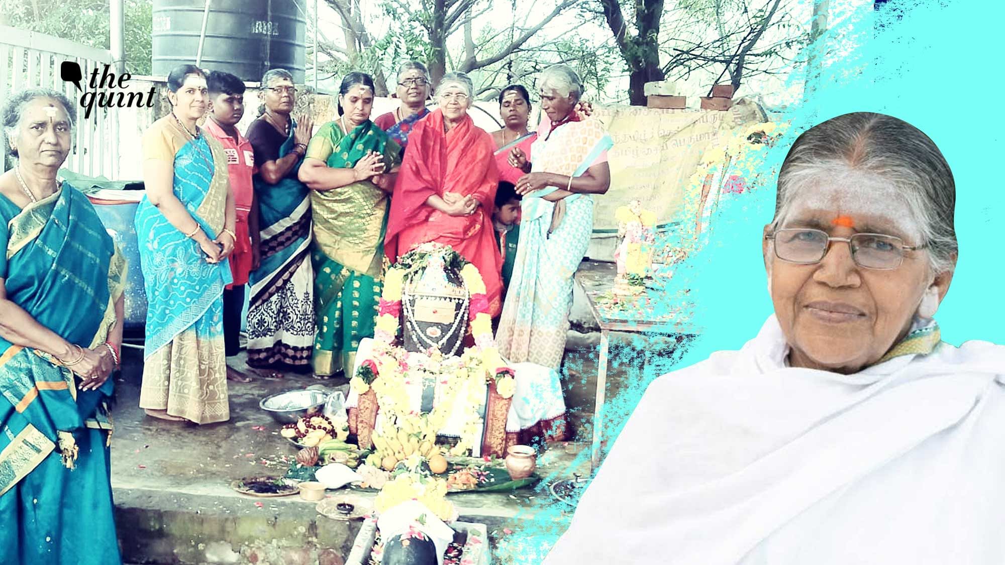 <div class="paragraphs"><p>Kalaiarasi Natarajan and her team of women priests pose for a photograph after performing puja at their temple.</p></div>