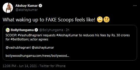 Producer Vashu Bhagnani also took to social media and confirmed there is no truth to the report.
