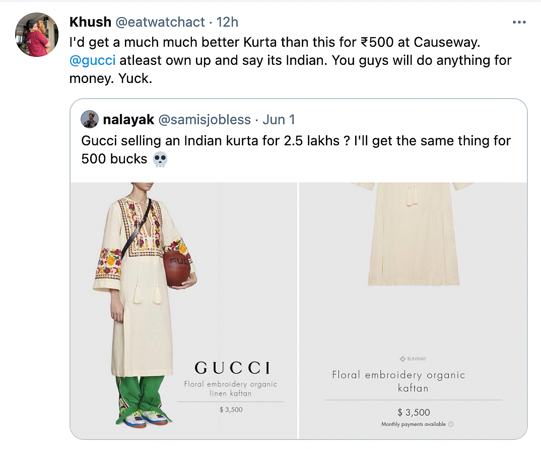 Gucci Is Selling a 2.5 Lakh Kurta & Desi Twitter Cannot Keep Calm
