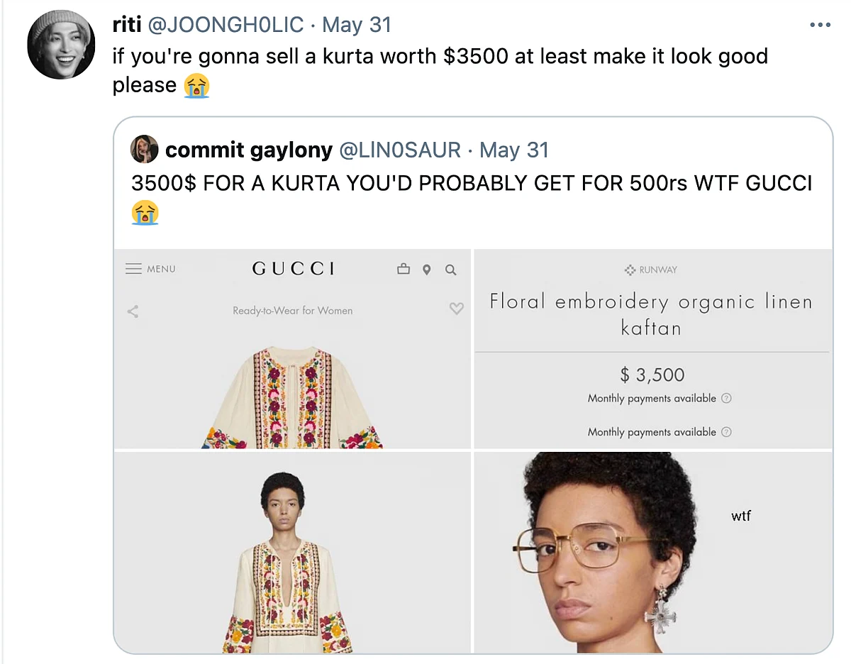 Gucci Is Selling a 2.5 Lakh Kurta & Desi Twitter Cannot Keep Calm