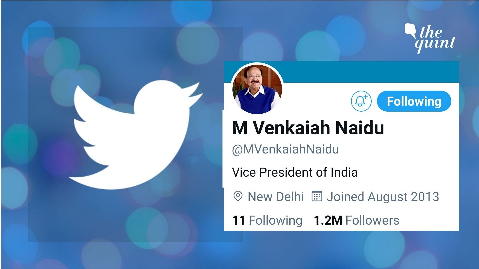Vice President Venkaiah Naidu’s personal Twitter account has not posted since July last year.