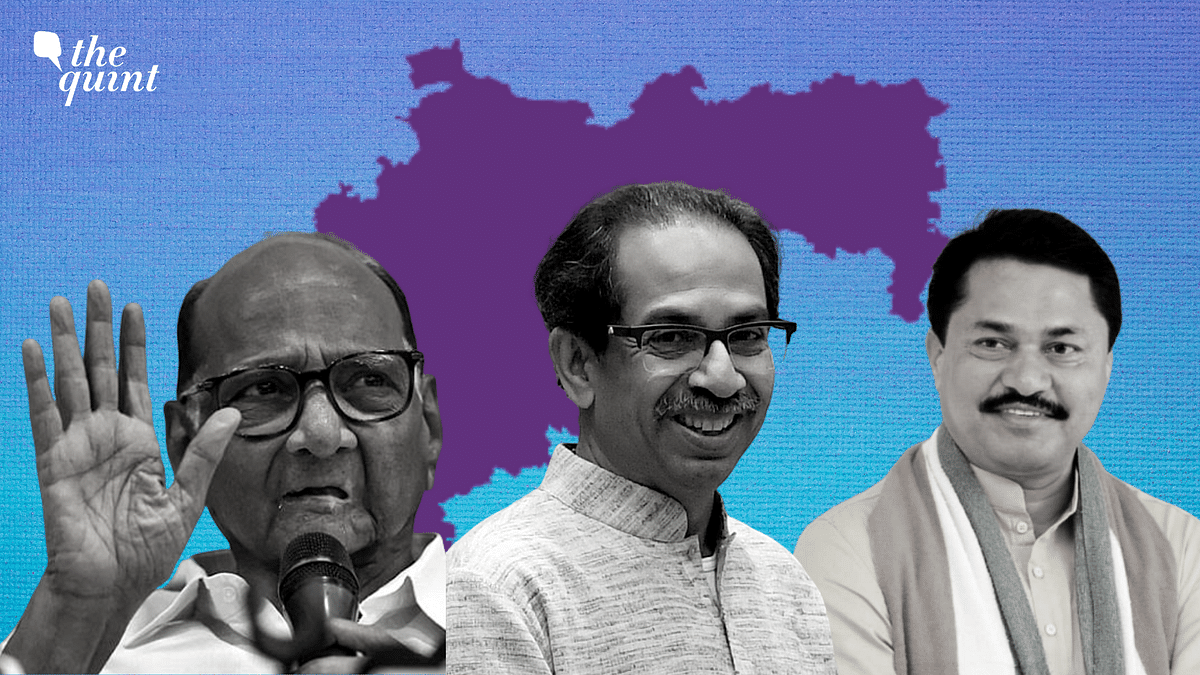 (L-R) Nationalist Congress Party chief Sharad Pawar, Maharashtra Chief Minister Uddhav Thackeray, and Maharashtra Congress President Nana Patole.