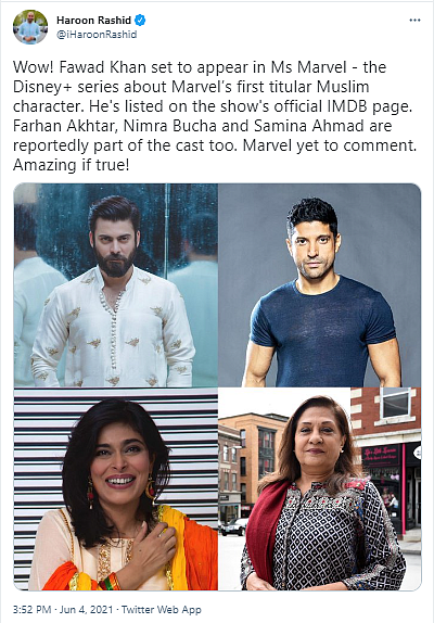 Fawad Khan to Star in Disney+ Series Ms Marvel?