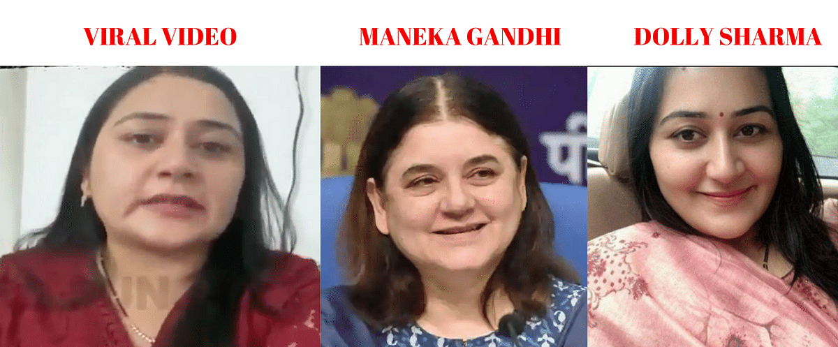 The woman in the video is Congress’ Dolly Sharma, taking a dig at Modi-led government and not BJP’s Maneka Gandhi.