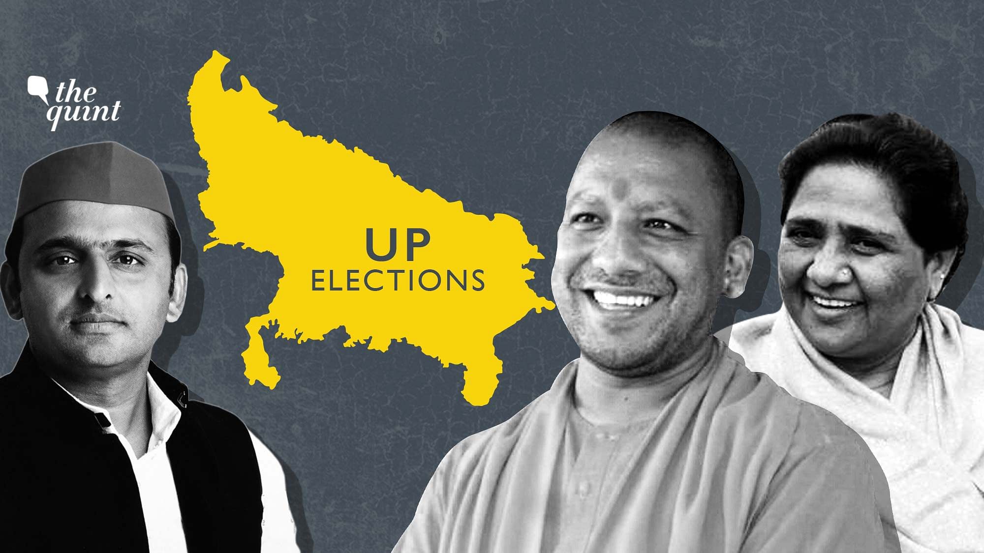 Photos of Mayawati, Akhilesh Yadav and UP Chief Minister Yogi Adityanath used for representation. A number of factors indicate that the BJP will not be entering the 2022 polls as an aggressor.&nbsp;