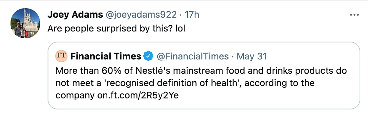 More Than 60% Of Nestlé's Products Aren't Healthy, Twitter Reacts