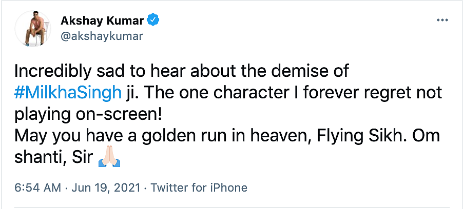 ‘Have a Golden Run in Heaven’: Bollywood Mourns Milkha Singh