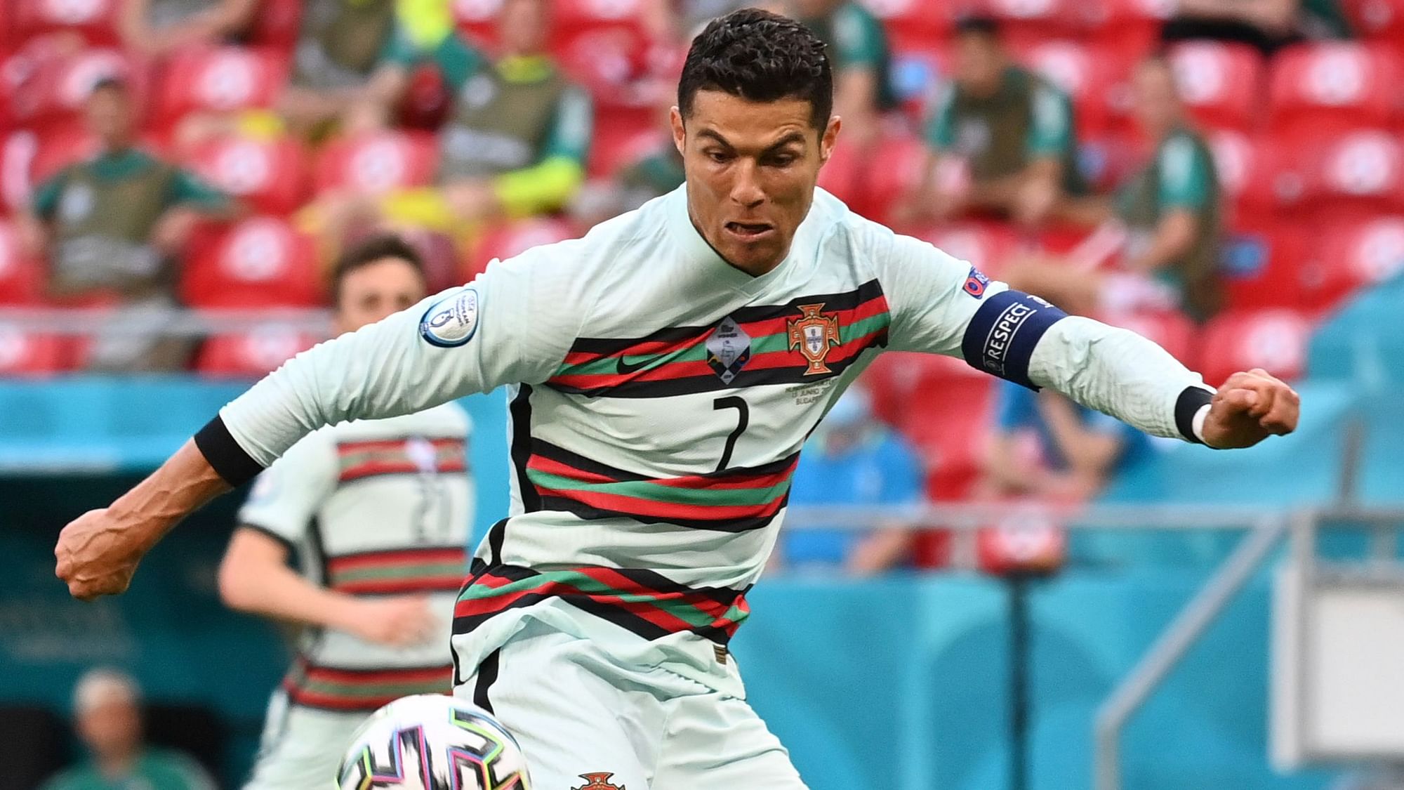 Portugal’s Cristiano Ronaldo in action during EURO 2020 against Hungry.&nbsp;