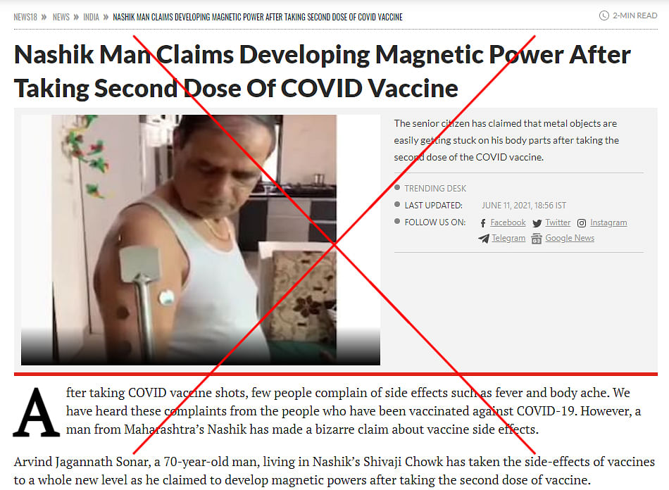 “There are no ingredients in any COVID-19 vaccines that could be ‘magnetic’,” says immunologist Dr Satyajit Rath.