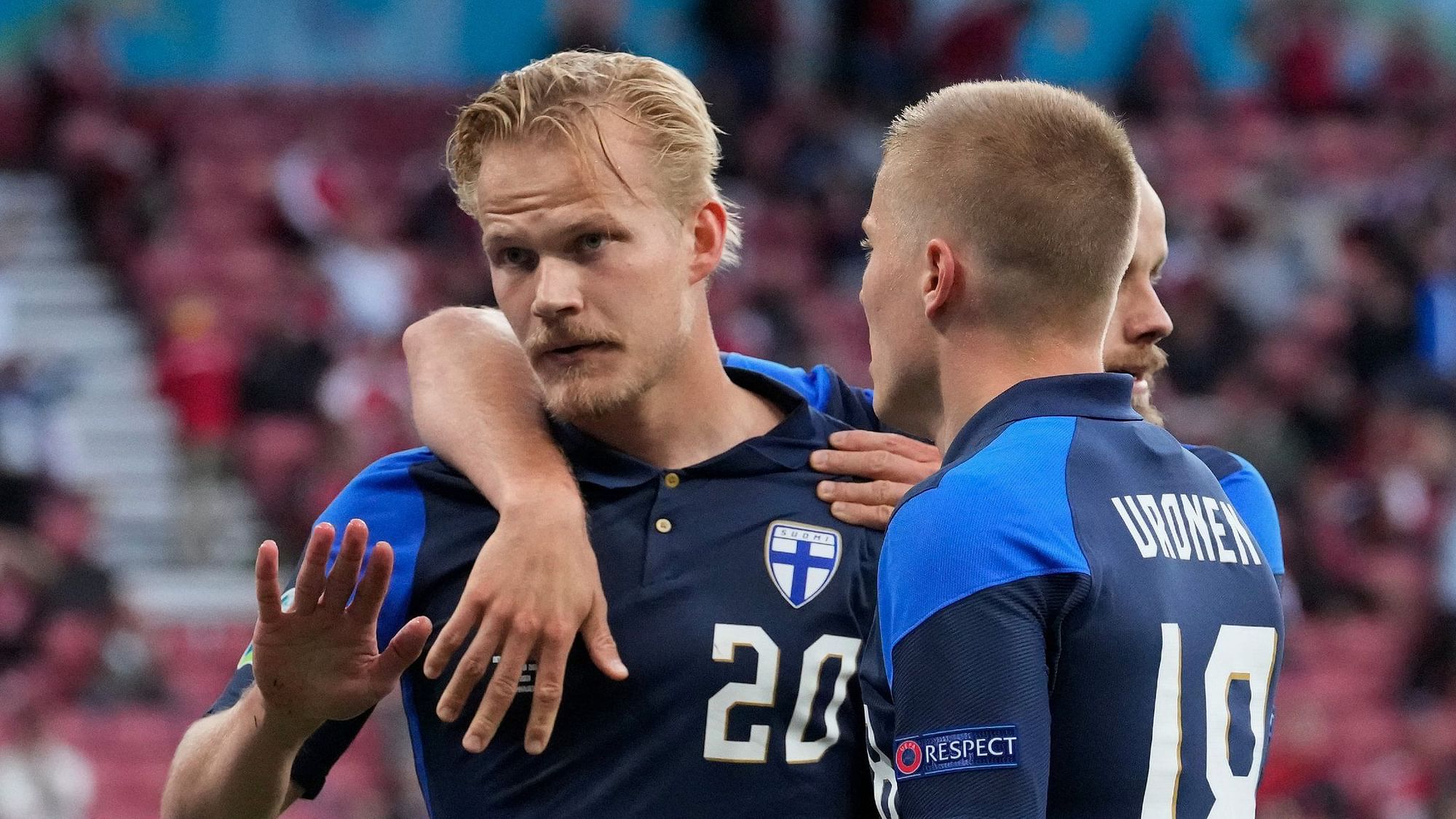  Joel Pohjanpalo scored the only goal of the game between Finland and Denmark.&nbsp;