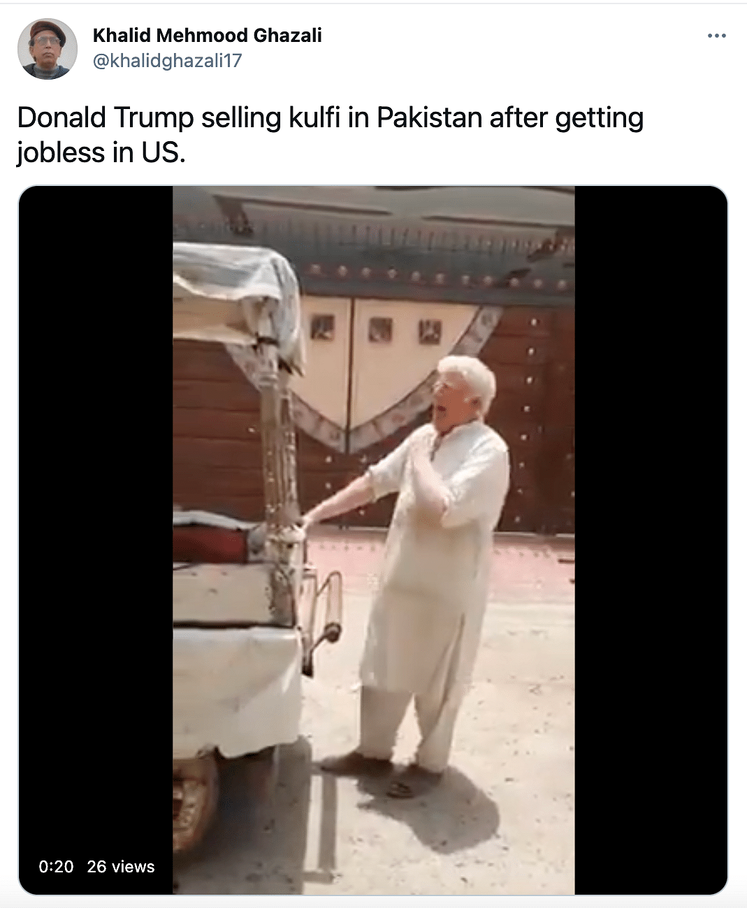 Donald Trump's doppelganger, a kulfi seller, was spotted in Sahiwal, Pakistan.