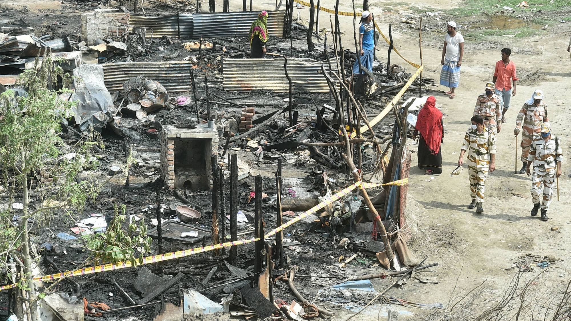 A massive fire broke out at the Rohingya refugee camp in the Madanpur Khadar area on 13 June.