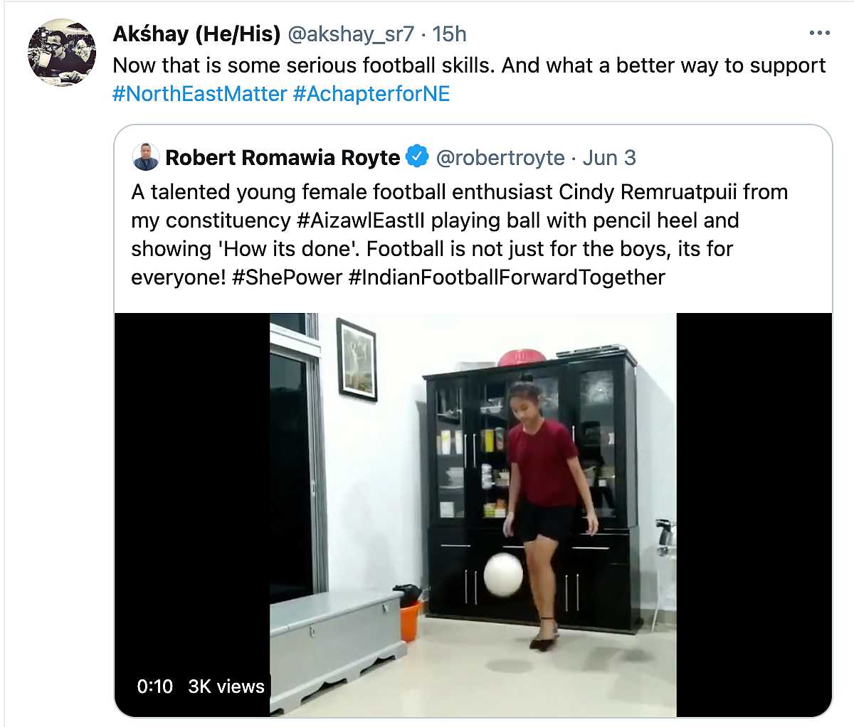 Watch: Mizoram Girl Does Football Tricks in Heels, Wins Hearts