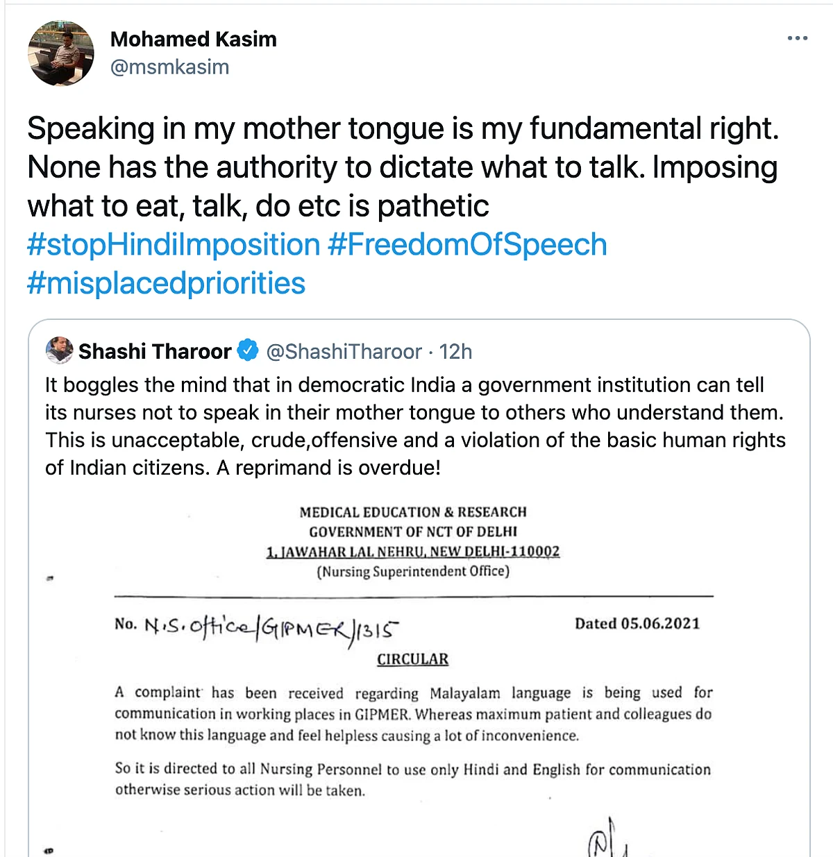 Malayali Nurses Asked to Speak in Hindi in Delhi, Twitter Reacts