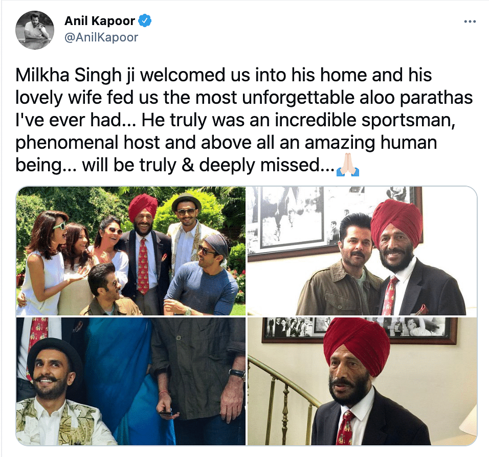 Several Bollywood celebrities took to social media to express grief over Milkha Singh’s demise.