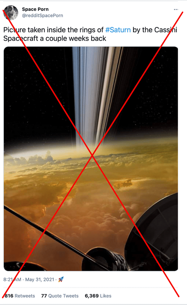 fact check concept image passed off as closest photo of saturn s rings