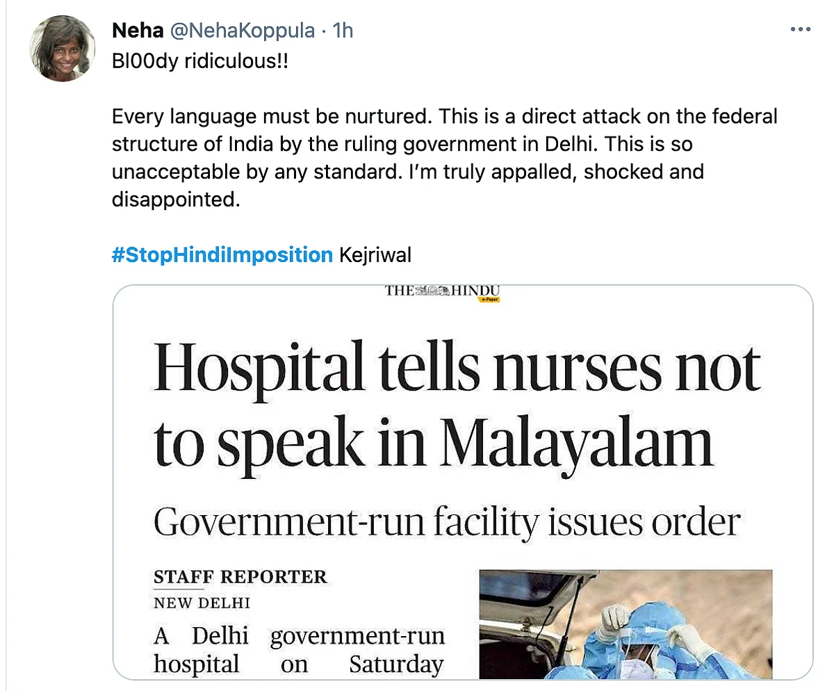 Malayali Nurses Asked to Speak in Hindi in Delhi, Twitter Reacts