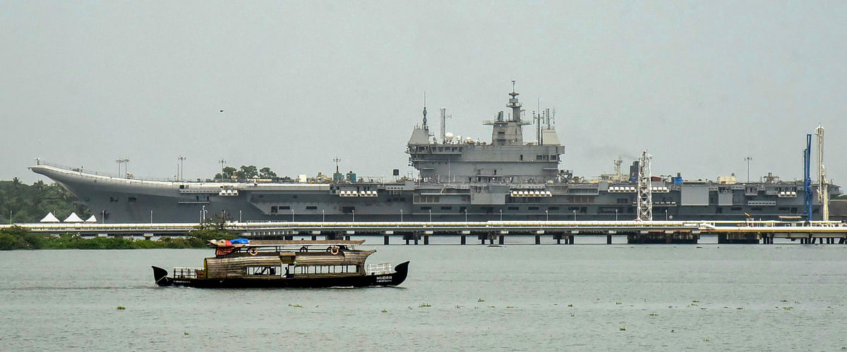 Defence Minister Rajnath Singh reviews development work at Karwar Naval Base.