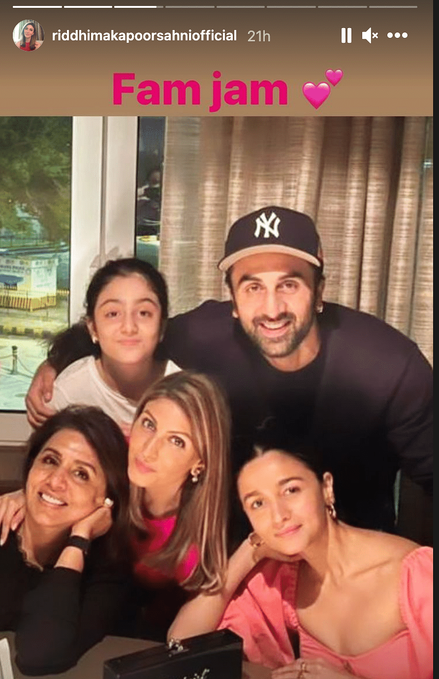 "My world", wrote Neetu Kapoor on Instagram as she shared a photo of a get-together with Alia, Ranbir.