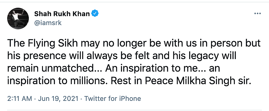 ‘Have a Golden Run in Heaven’: Bollywood Mourns Milkha Singh