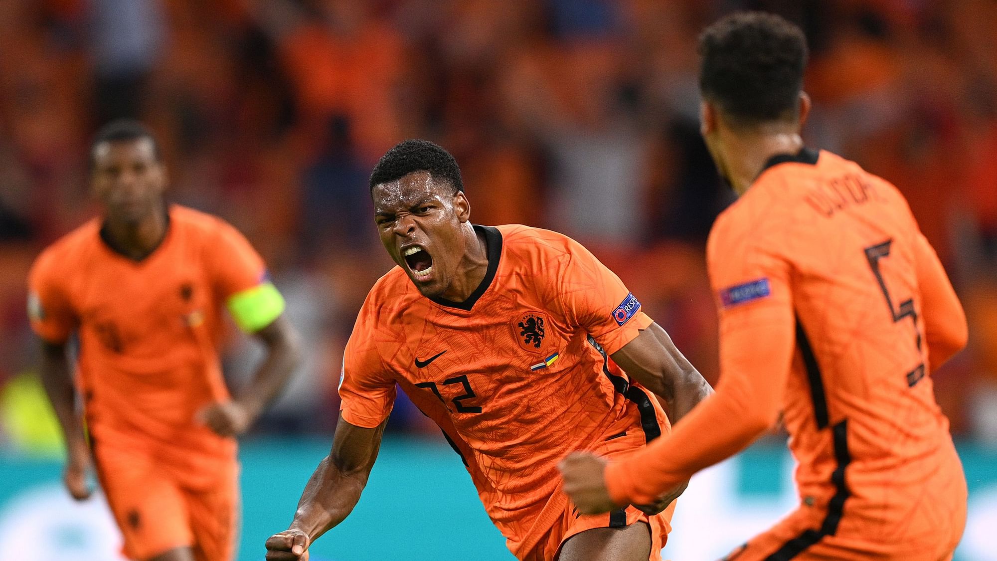 Denzel Dumfries, who scored his first international goal, clinched the contest with a fine header in the closing minutes, as the Royals watched on at the Johan Cruyff Arena.  