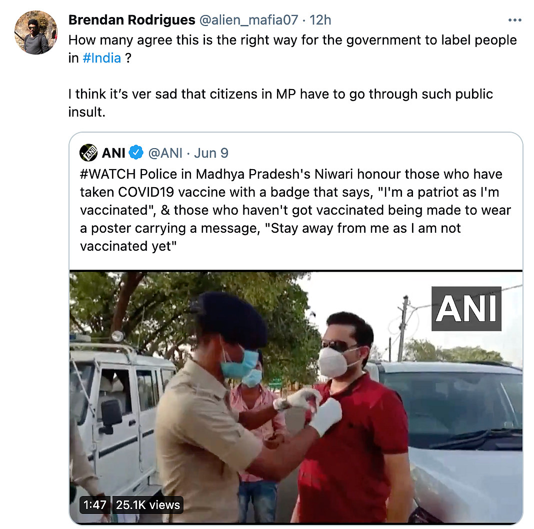 MP: People Get Tagged as Vaccinated/Not Vaccinated, Sparks Outrage