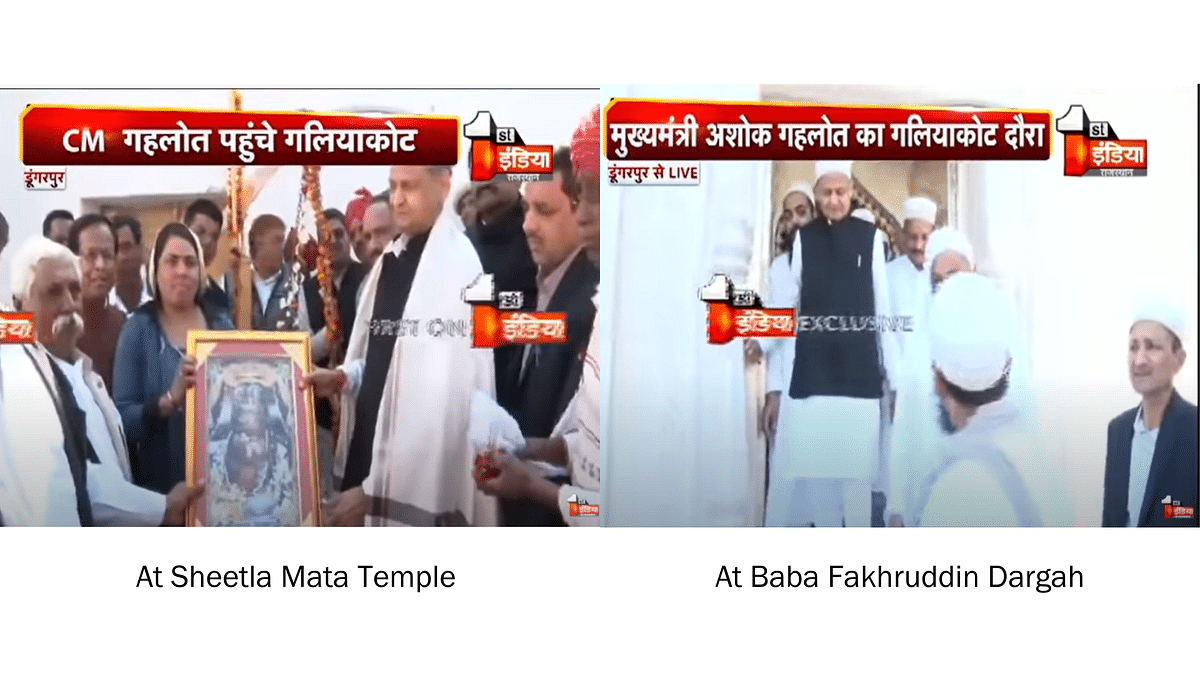 We found that the video is an old one from 2019 from a day when CM Ashok Gehlot visited a mosque and a temple.