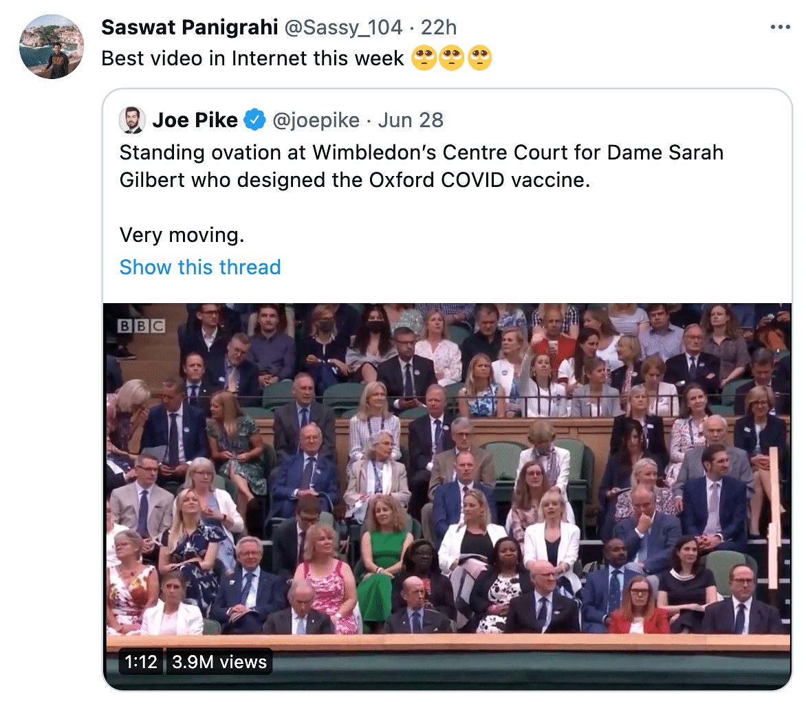 Dame Sarah Gilbert, who was present at Wimbledon 2021, received a heartwarming gesture from the audience.