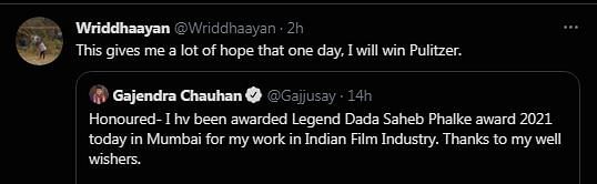 'Mahabharat' actor Gajendra Chauhan alleged that he'd been honoured with a Dadasaheb Phalke award. 
