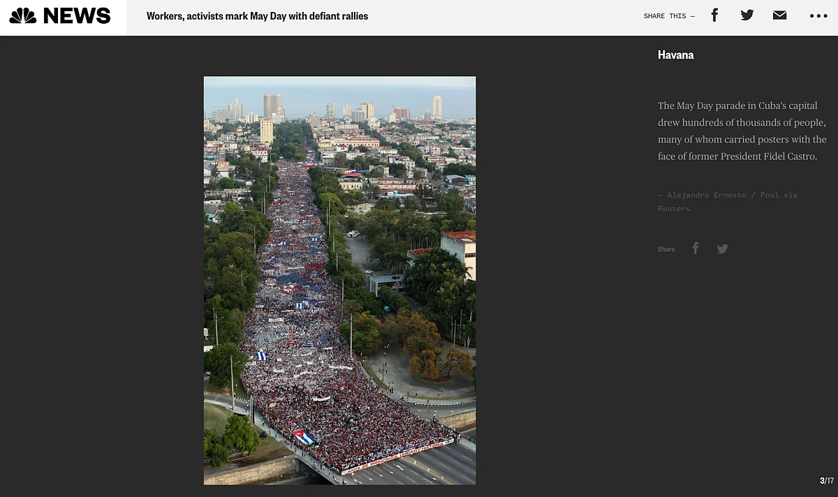 <div class="paragraphs"><p>The photo is of May Day celebrations in Havana in 2018.</p></div>
