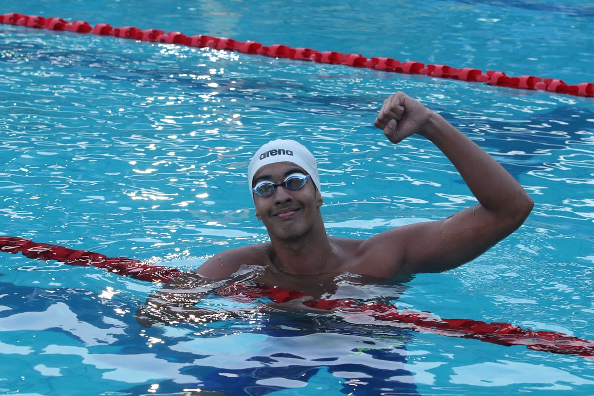 <div class="paragraphs"><p>Srihari Nataraj after a race at the Khelo India Youth Games in 2019.</p></div>