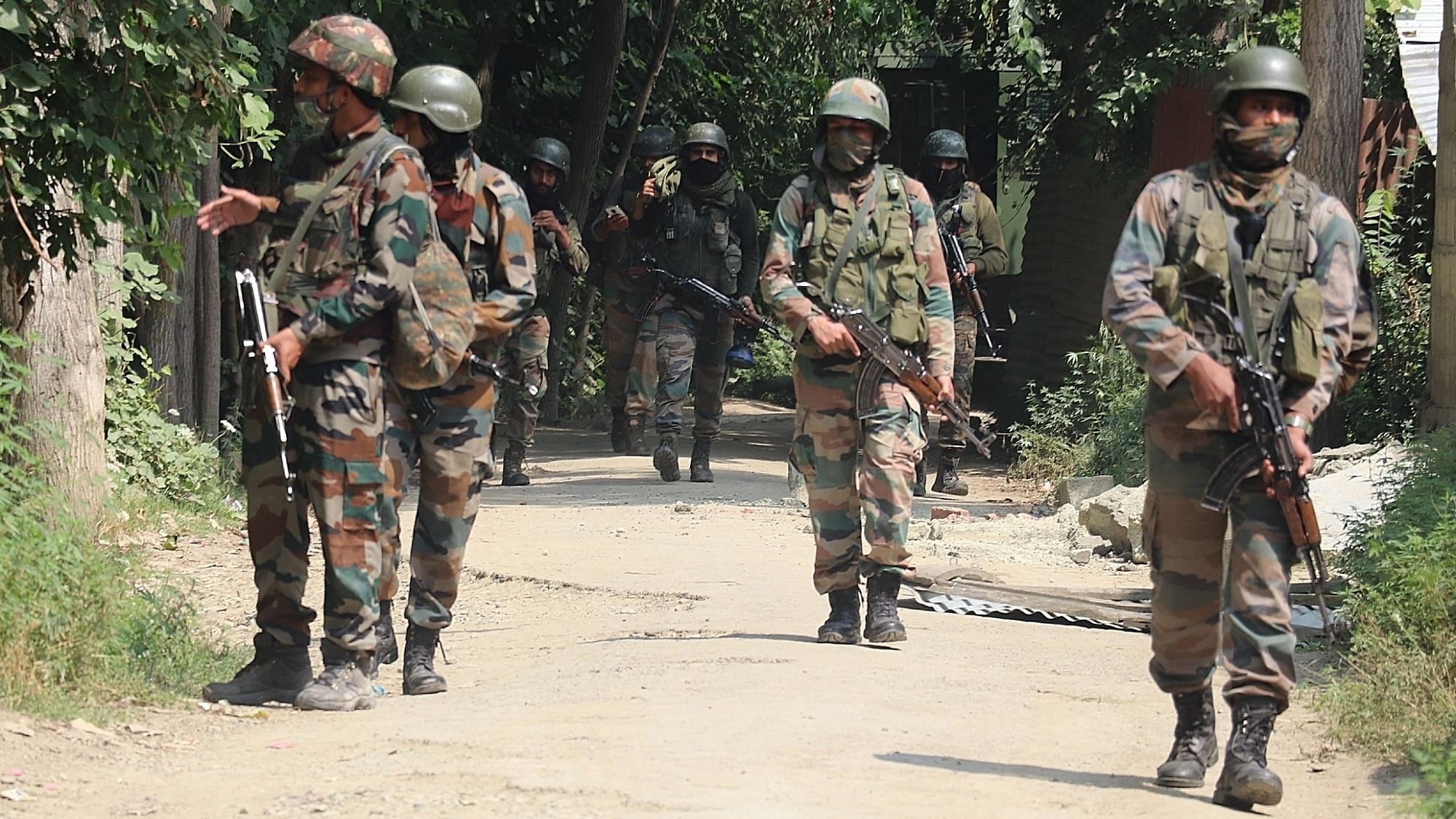 <div class="paragraphs"><p>Army personnel conduct a cordon and search operation after two terrorists were killed in an encounter with the security forces.</p></div>