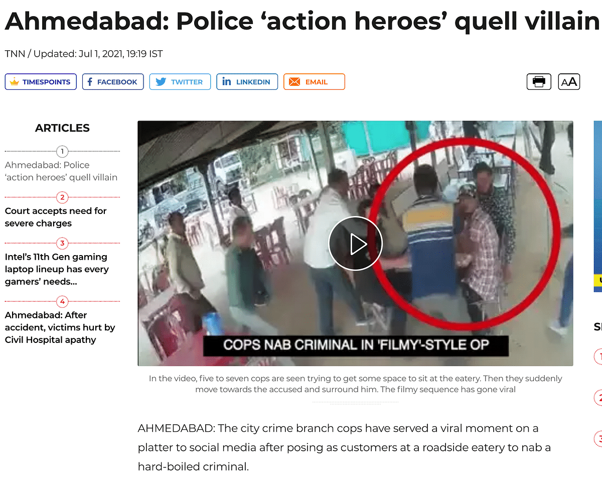 Ahmedabad Police arrested the man wanted in different offences, but is not linked to the Delhi riots case.