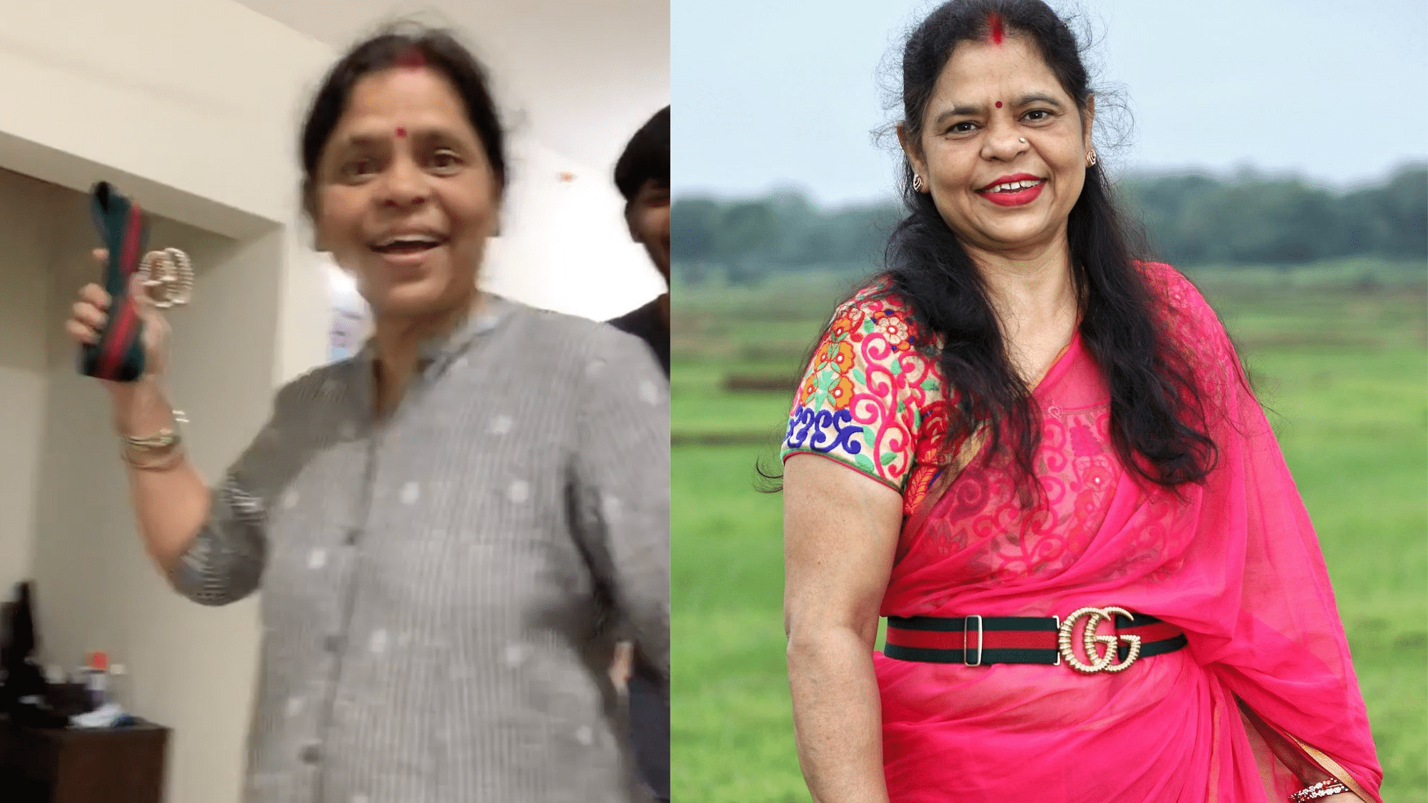 <div class="paragraphs"><p>Anita Gupta, mother of Chabi Gupta wearing the "DPS belt" with a saree.</p></div>