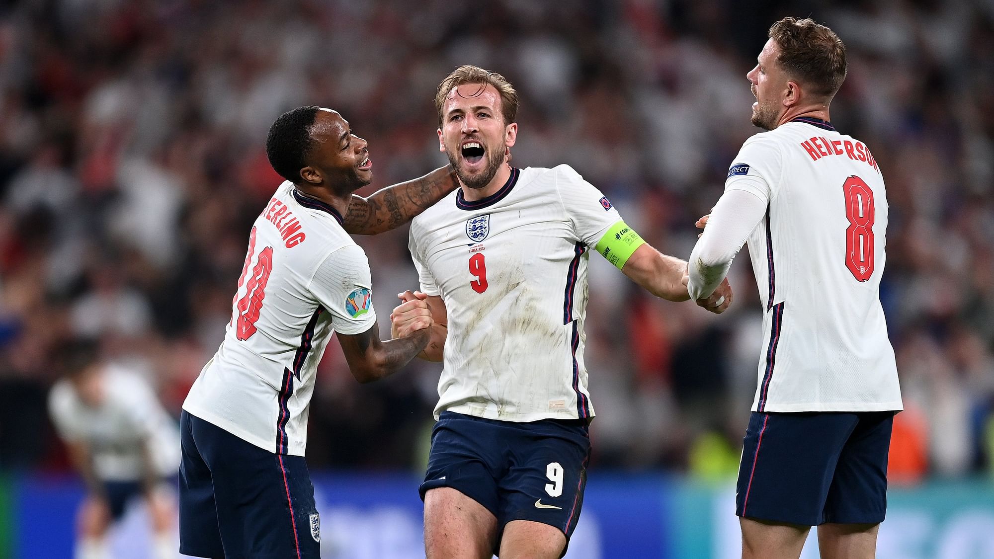 <div class="paragraphs"><p>Harry Kane celebrates scoring against Denmark in the 2020 Euro semi-final at Wembley.&nbsp;</p></div>