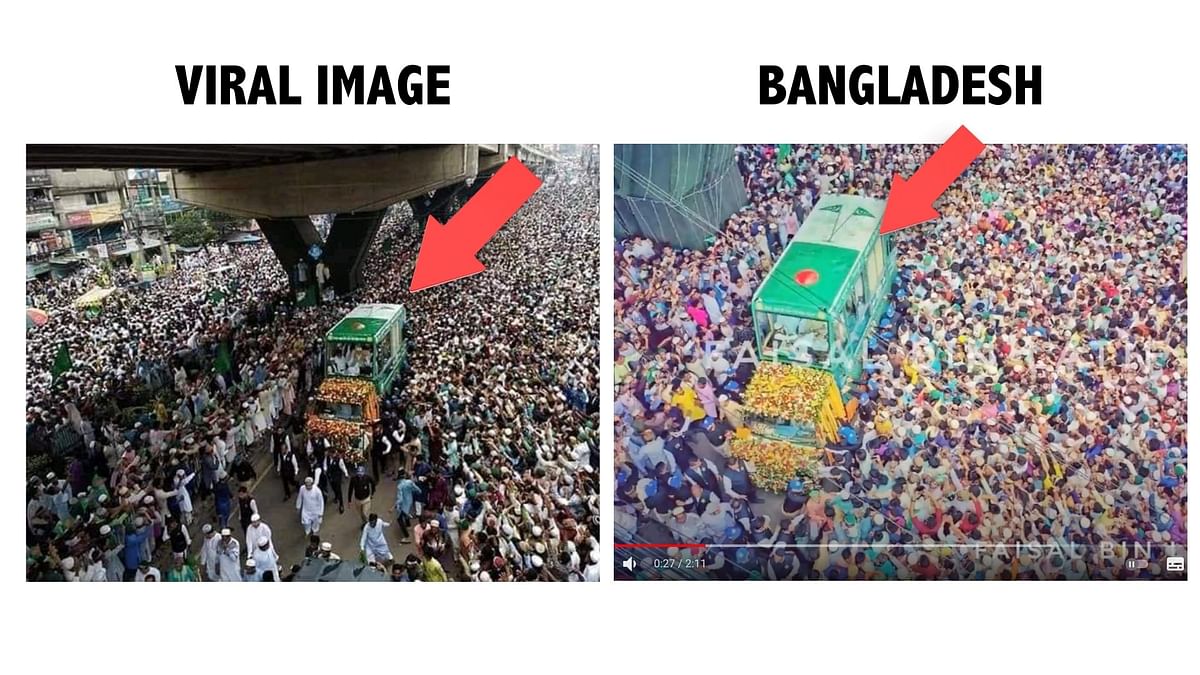 The image is from Chittagong, Bangladesh, in 2019 where devotees took part in a religious procession. 