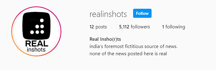 The 'article' was published by satirical Instagram page 'Realinshots' but was taken seriously by social media users.