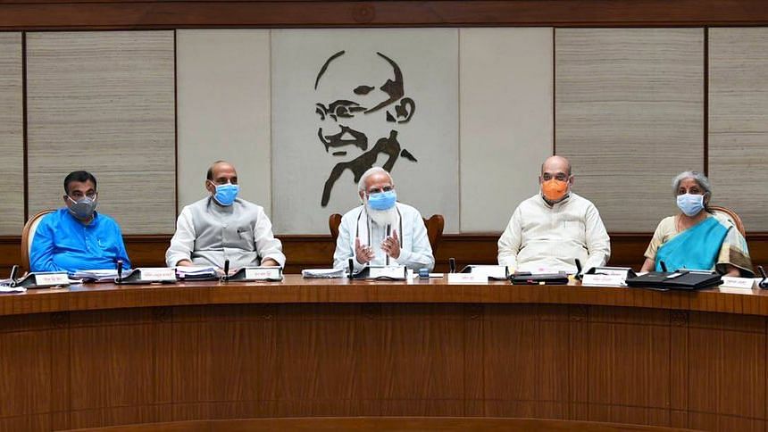 <div class="paragraphs"><p>Prime Minister Narendra Modi on Wednesday, 14 July, chaired a conference of the reshuffled Union Cabinet.</p></div>
