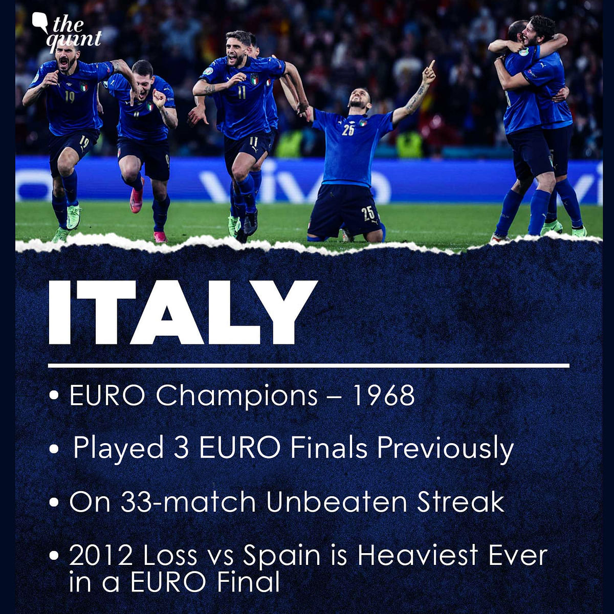 Italy have not lost in 33 consecutive games, while England have kept 10 clean sheets in a 12-match unbeaten streak. 