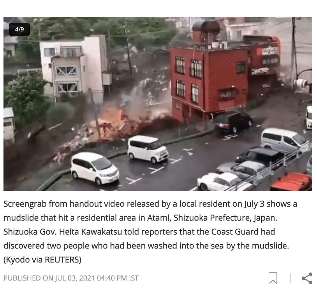 The video is of a mudslide that happened in Atami, Japan, on 3 July. The visuals are not from Dharamshala.