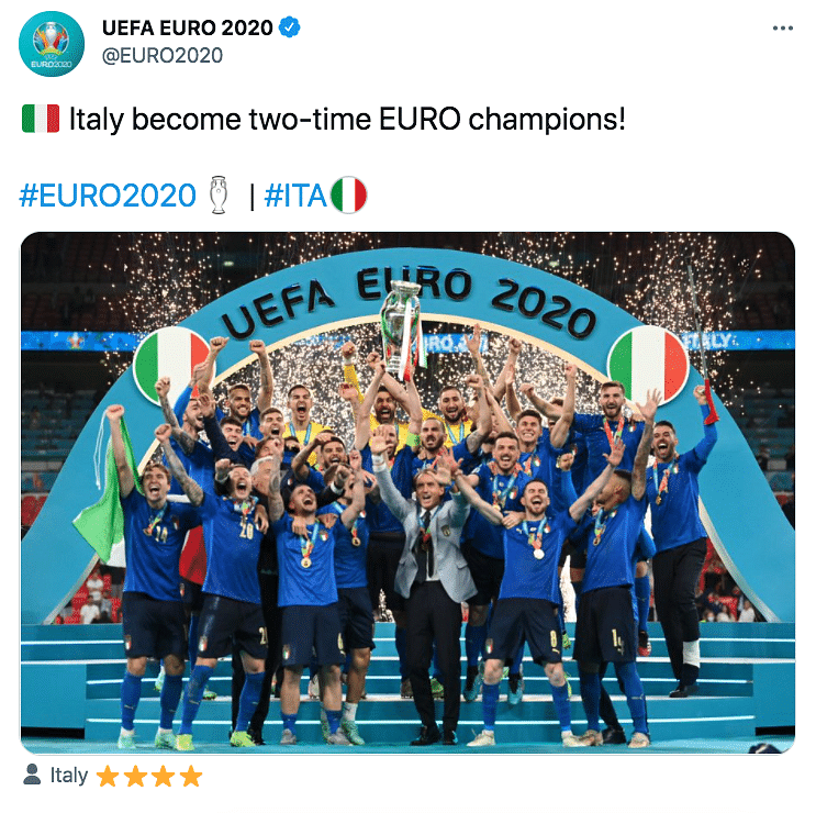 Gianluigi Donnarumma made two saves in the penalty shootout as Italy won the Euro 2020 title by beating England.
