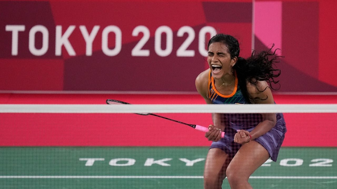 <div class="paragraphs"><p>PV Sindhu reaches the S/F of Badminton singles in the Tokyo Olympics.</p></div>