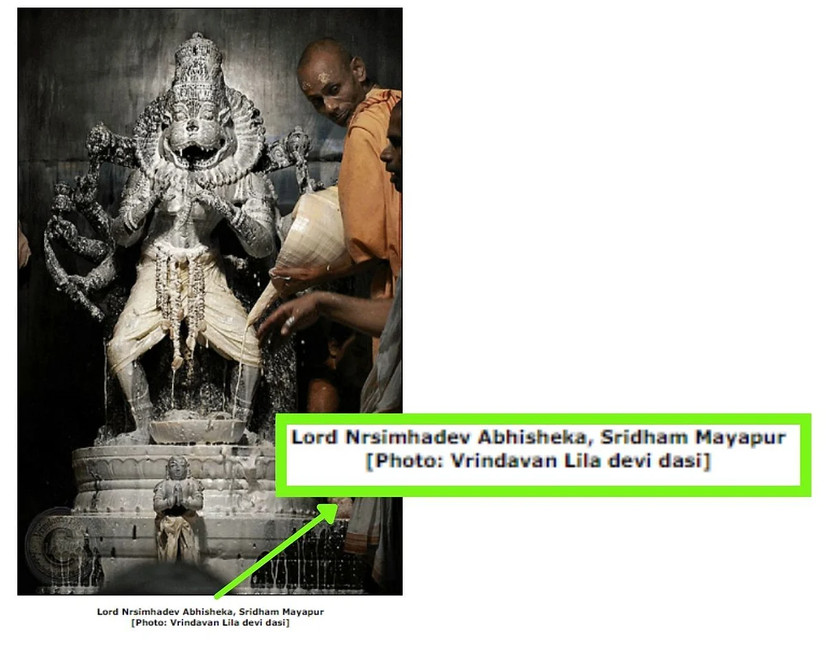 <div class="paragraphs"><p>The caption places the idol at Sridham Mayapur, West Bengal.</p></div>