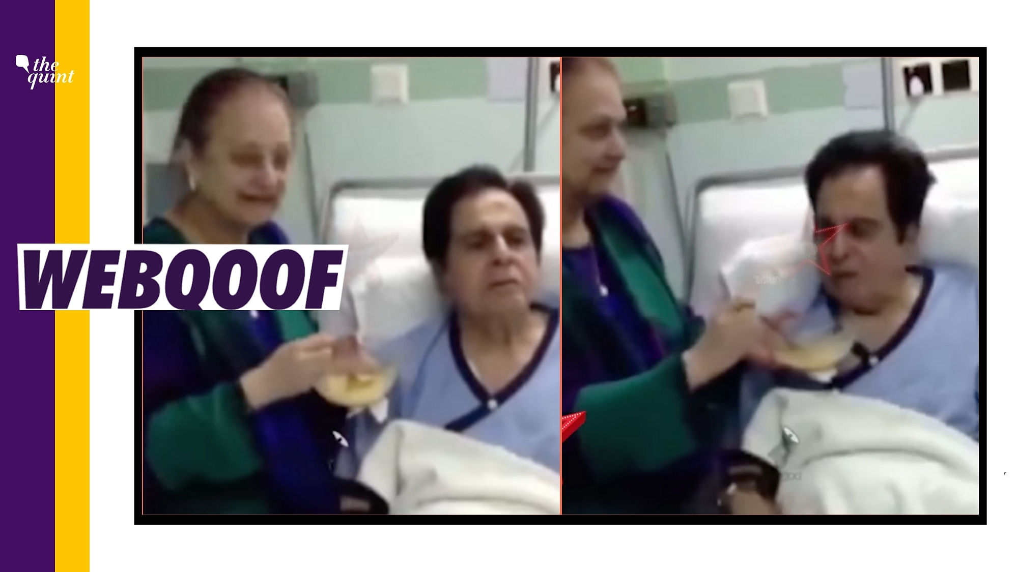 <div class="paragraphs"><p>The video claims that it is the last video of Bollywood actor Dilip Kumar and his wife Saira Banu, who&nbsp;can be seen feeding him.</p></div>